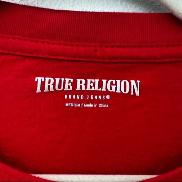 True Religion Embellished Red Fitted Short Sleeve T-Shirt Medium - Picture 2 of 7